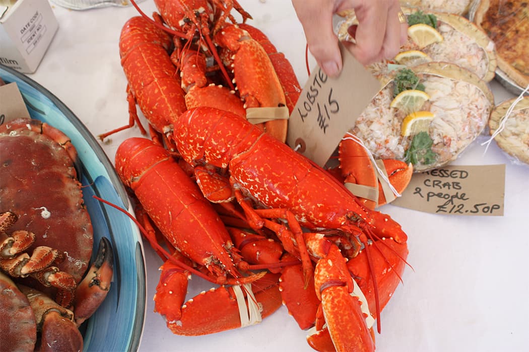 Lobster on a seafood stall during Tresco's food festival