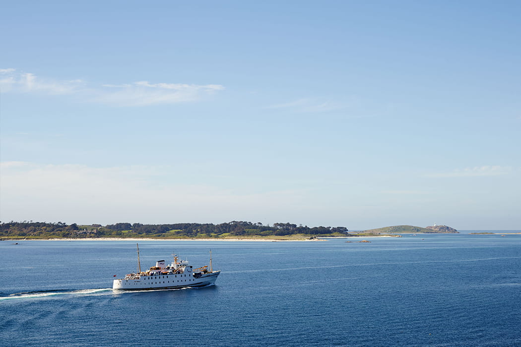Scillonian III sailing by Bar Point, St Mary's, Isles of Scilly
