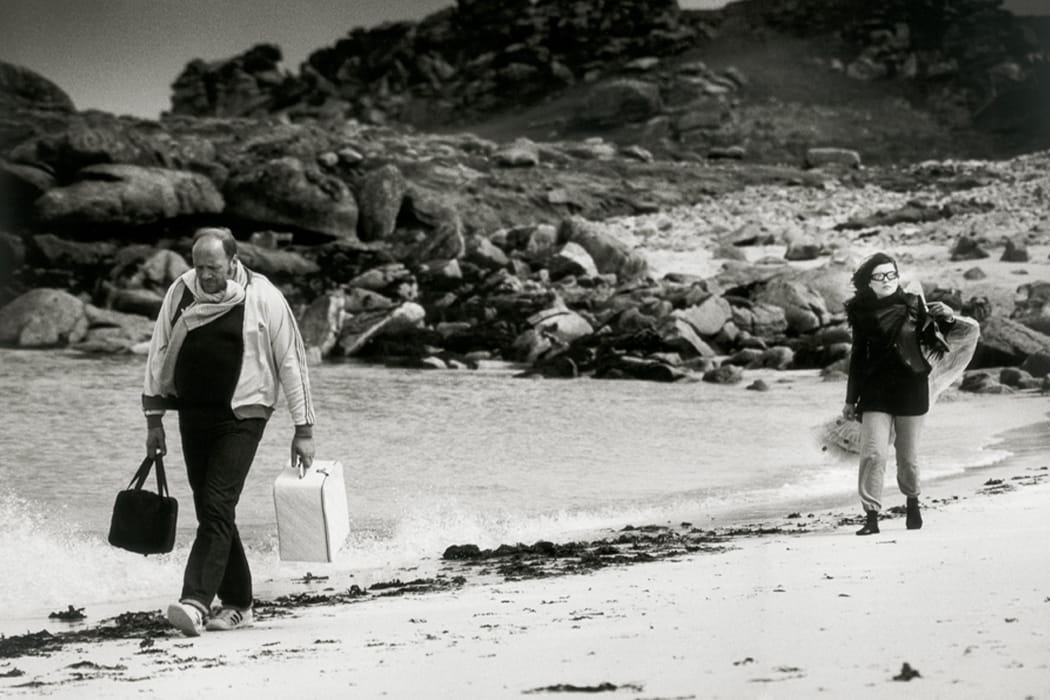 Blondie's PR team on a beach on Tresco, Isles of Scilly