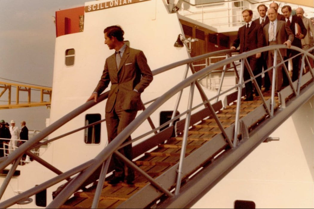 Prince of Wales launching Scillonian III - 17 May 1977