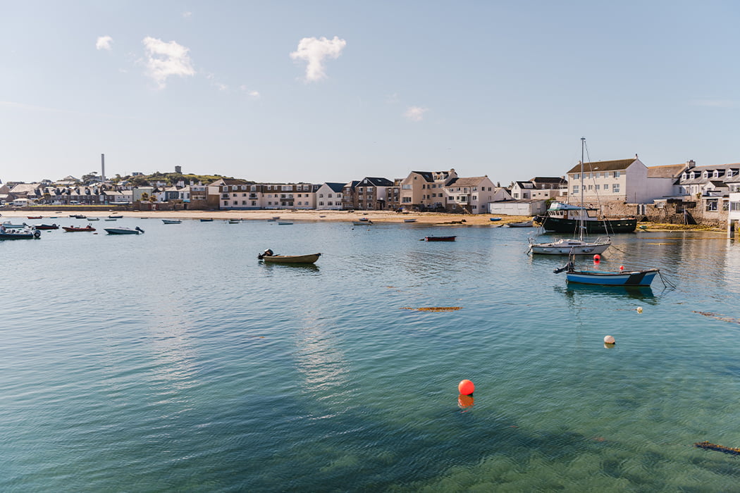 St Mary's harbour on a sunny spring day, Isles of Scilly