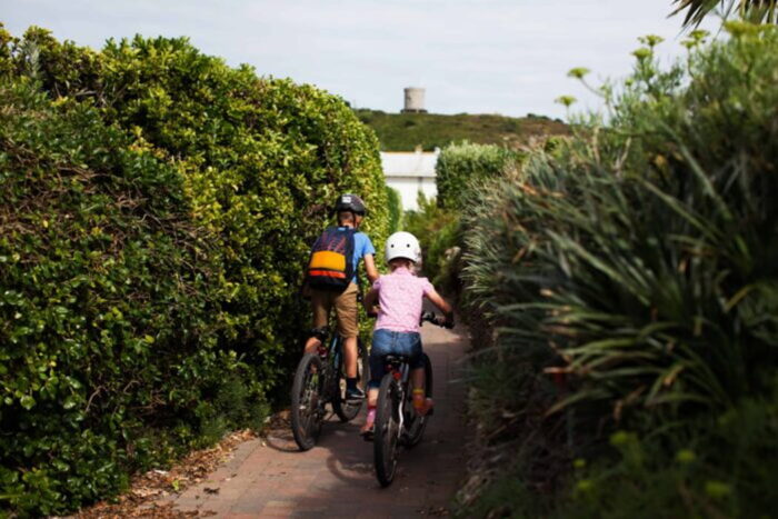 kids cycling on St Mary's, Isles of Scilly