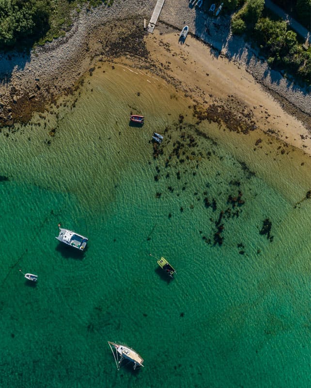 Boats anchored in Green Bay - Bryher, Isles of Scilly