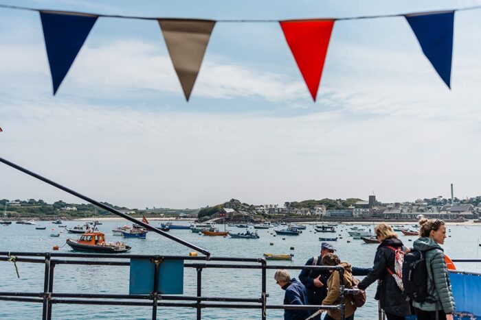 St Mary's quay with buntin and harbour views, Isles of Scilly.