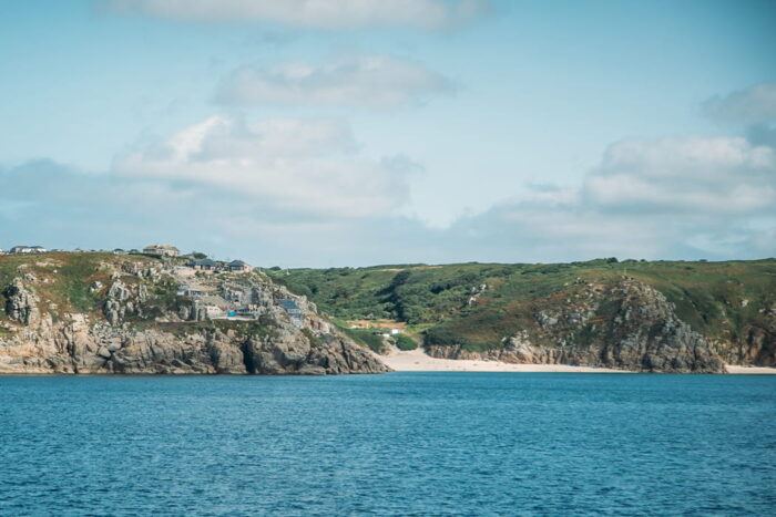 view of the Minack Theatre, in west Cornwall from Scillonian III