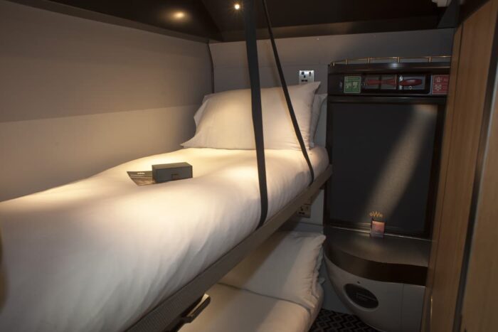 Inside a cabin on the GWR sleeper train