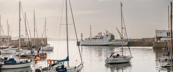 Morning sunrise -Scillonian III alongside South Pier, Penzance, Cornwall