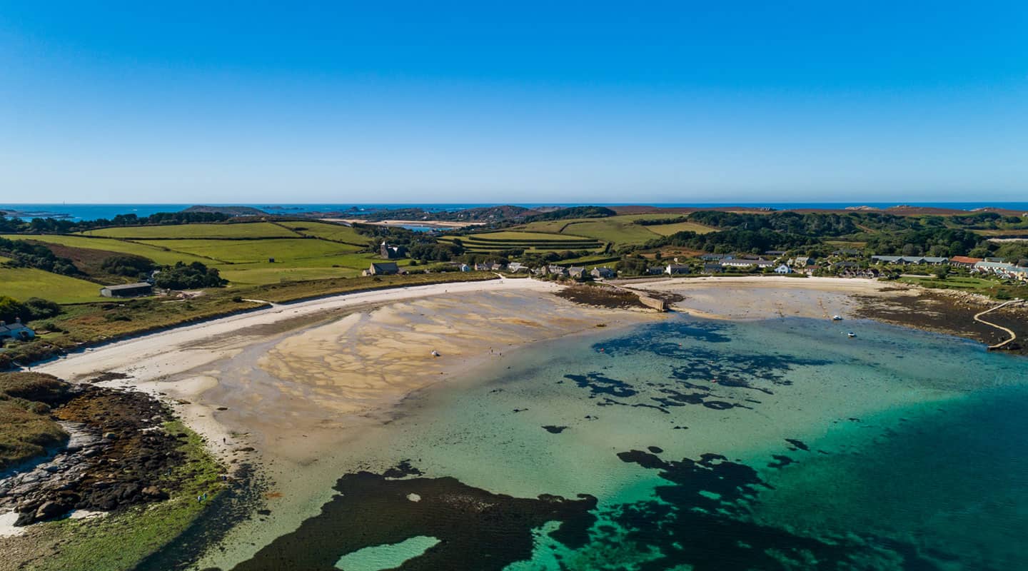 View of accommodation on Tresco, Isles of Scilly