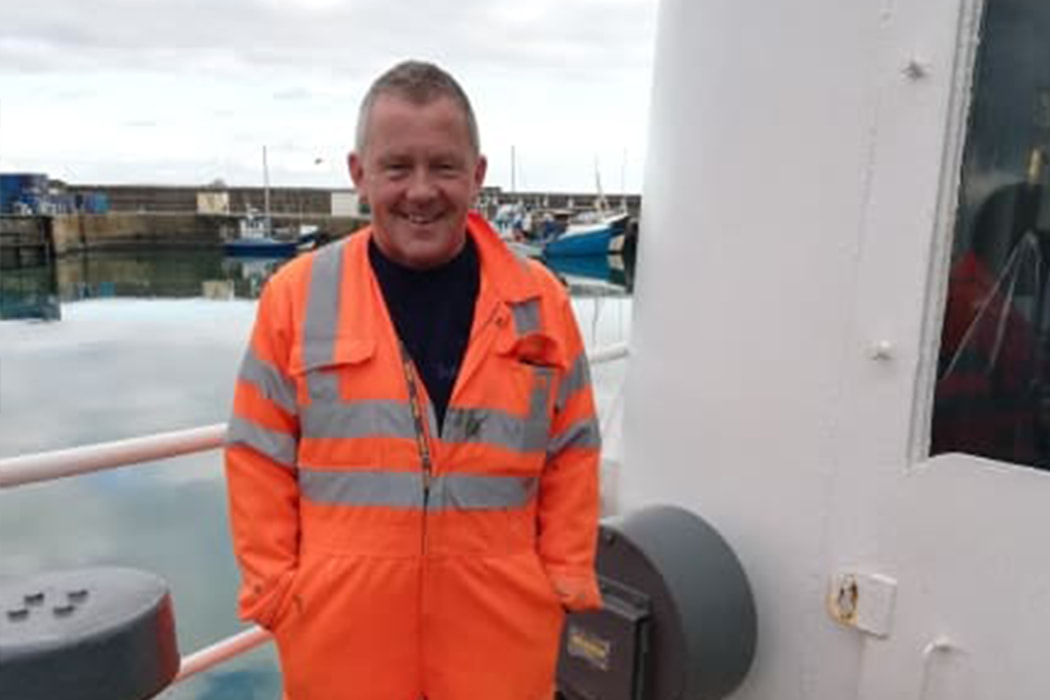 Scillonian III Captain Pete Crawford helping with winter maintenance.