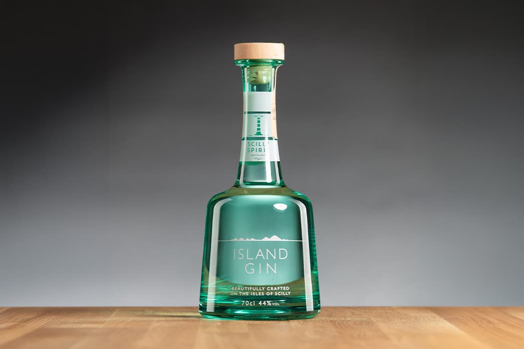 Scilly Spirit - Island Gin bottle on a table