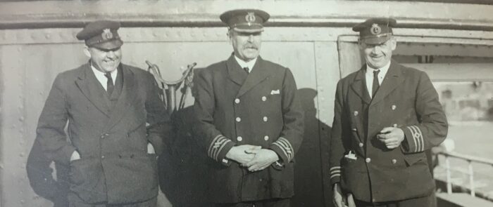 Penninis crew - LR - Chief Engineer, Captain McAlister and Mate Joe Reseigh