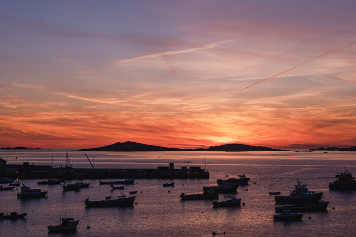 Spring sunset over St Mary's Harbour, Isles of Scilly