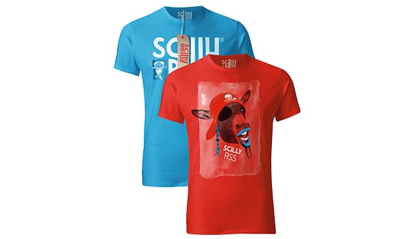 Scilly Billy red and blue t-shirts - St Martin's, Isles of Scilly