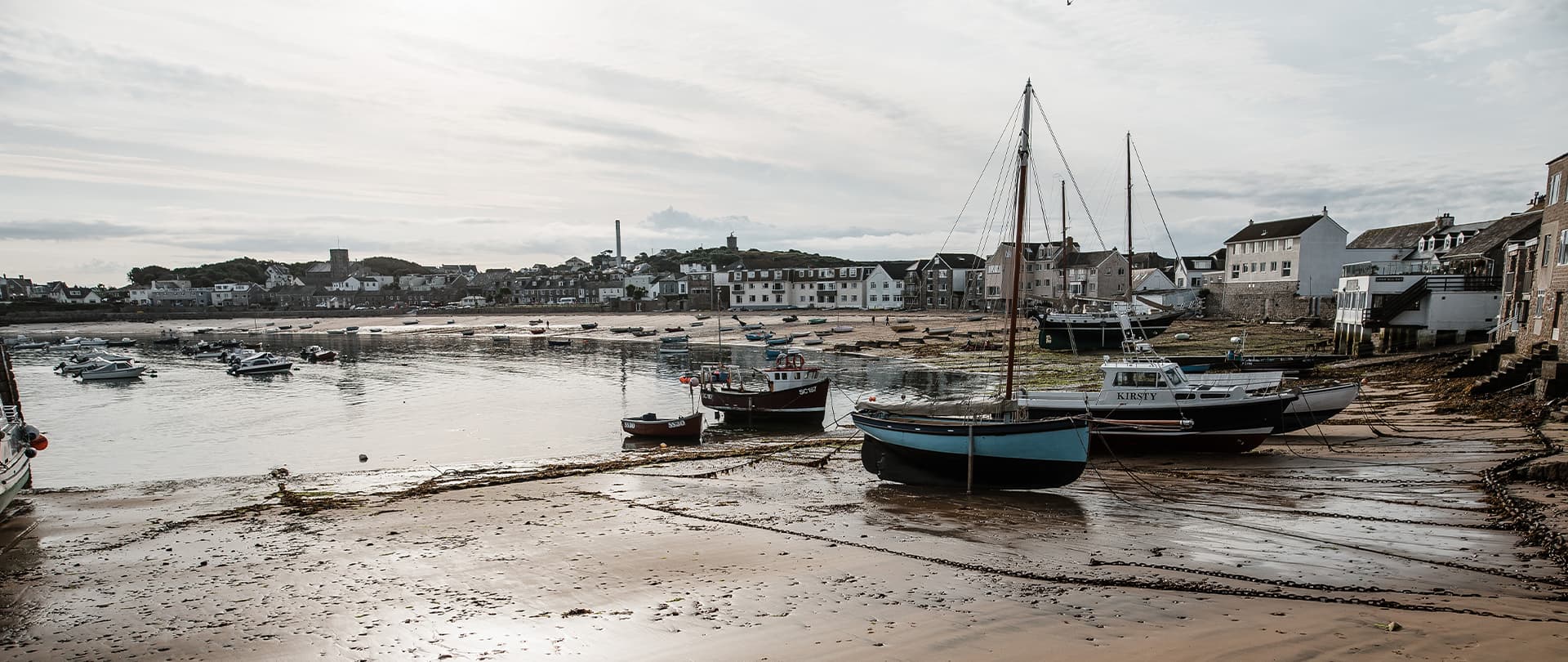 St Mary's Harbour whilst the tide is out in autumn - Isles of Scilly