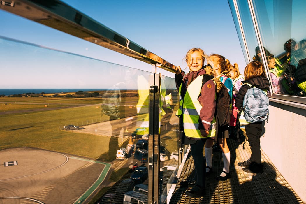Children from Newlyn School looking around Land's End ATC tower