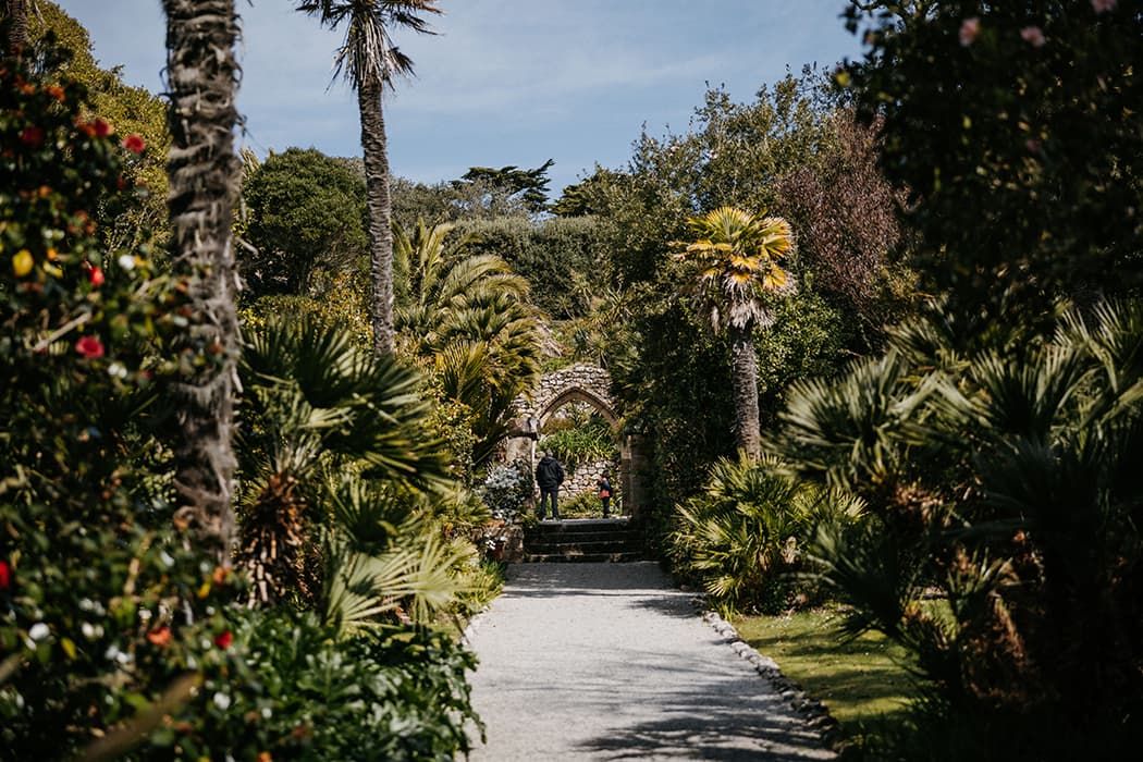 Spring view of Tresco Abbey Garden in April, Isles of Scilly