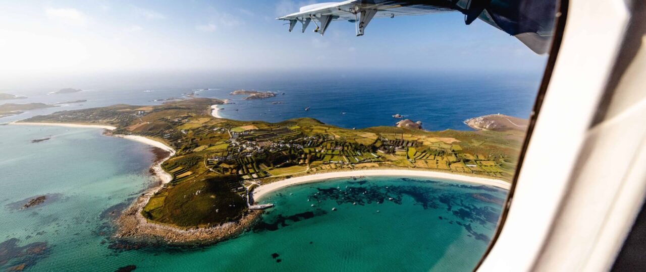 Aerial view of St Martin's, Isles of Scilly Scilly from Skybus