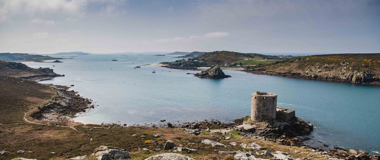 view of Cromwell's castle and the Tresco Channel in spring - Isles of Scilly