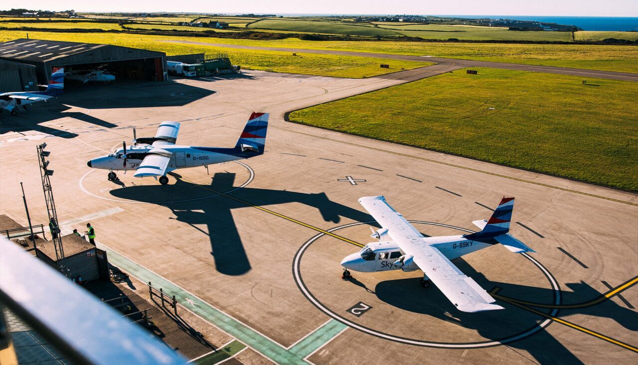 view across Land's End Airport afield from the air traffic control tower.