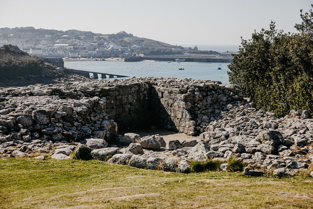 ruins of Harry's Wall, St Mary's, Isles of Scilly