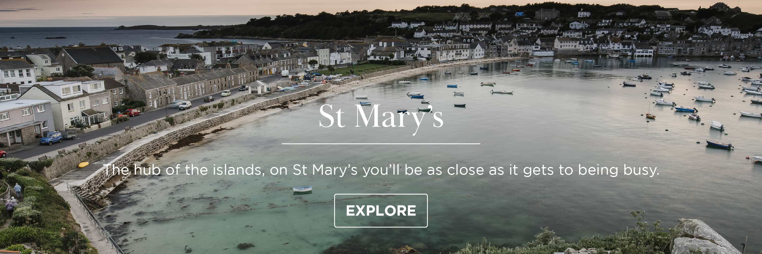 View of Hugh Town and St Mary's Harbour in autumn - St Mary's, Isles of Scilly