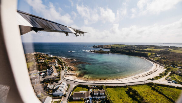 Skybus flying over St Mary's Isles of Scilly