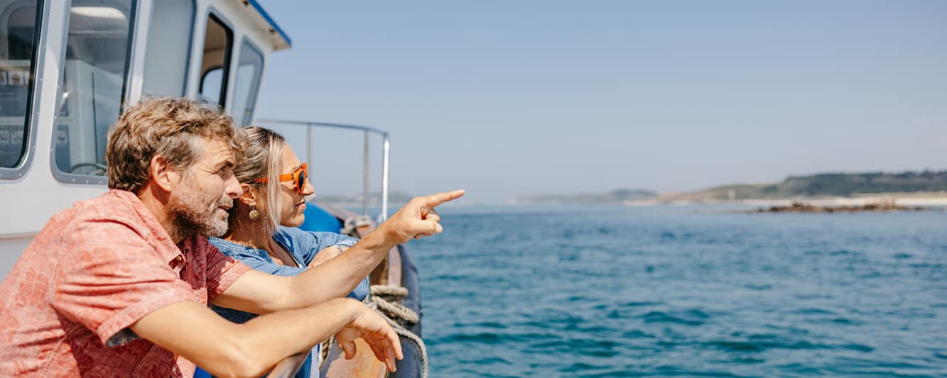 Two people on a boat