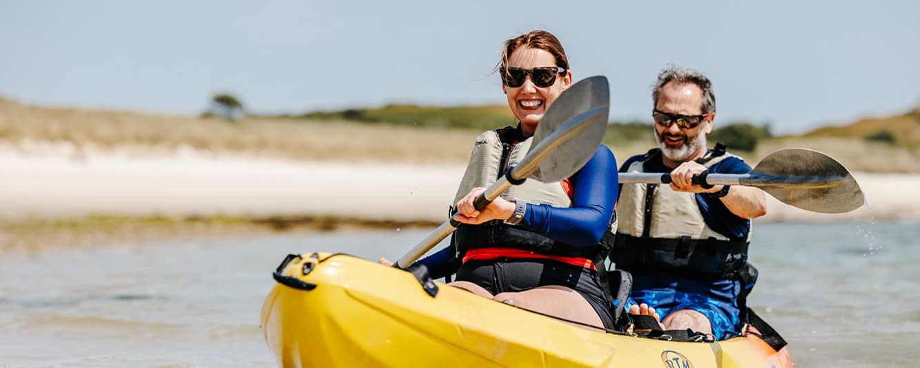 Two people kayaking