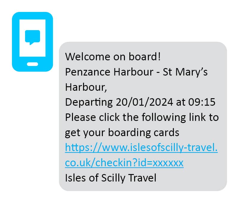 Scillonian III - online check-in - text message