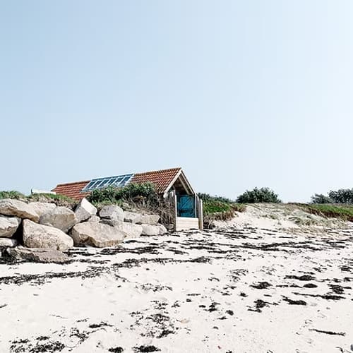 outside Richard Pearce's Golden Eagle Studio by the beach, Bryher, Isles of Scilly