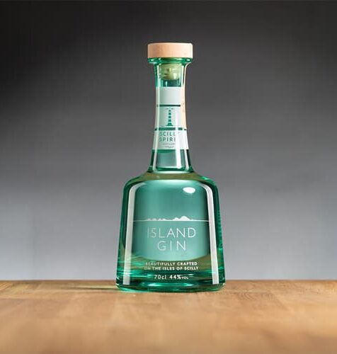 Scilly Spirit, Island Gin bottle on a table