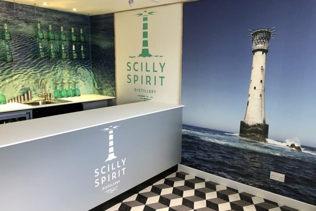 Scilly Spirit tasting area for Gin School and tasting, St Mary's