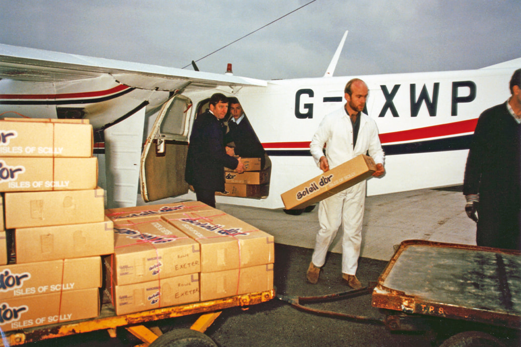 flowers being delivered on a Skybus Islander aircraft to Land's End airport.