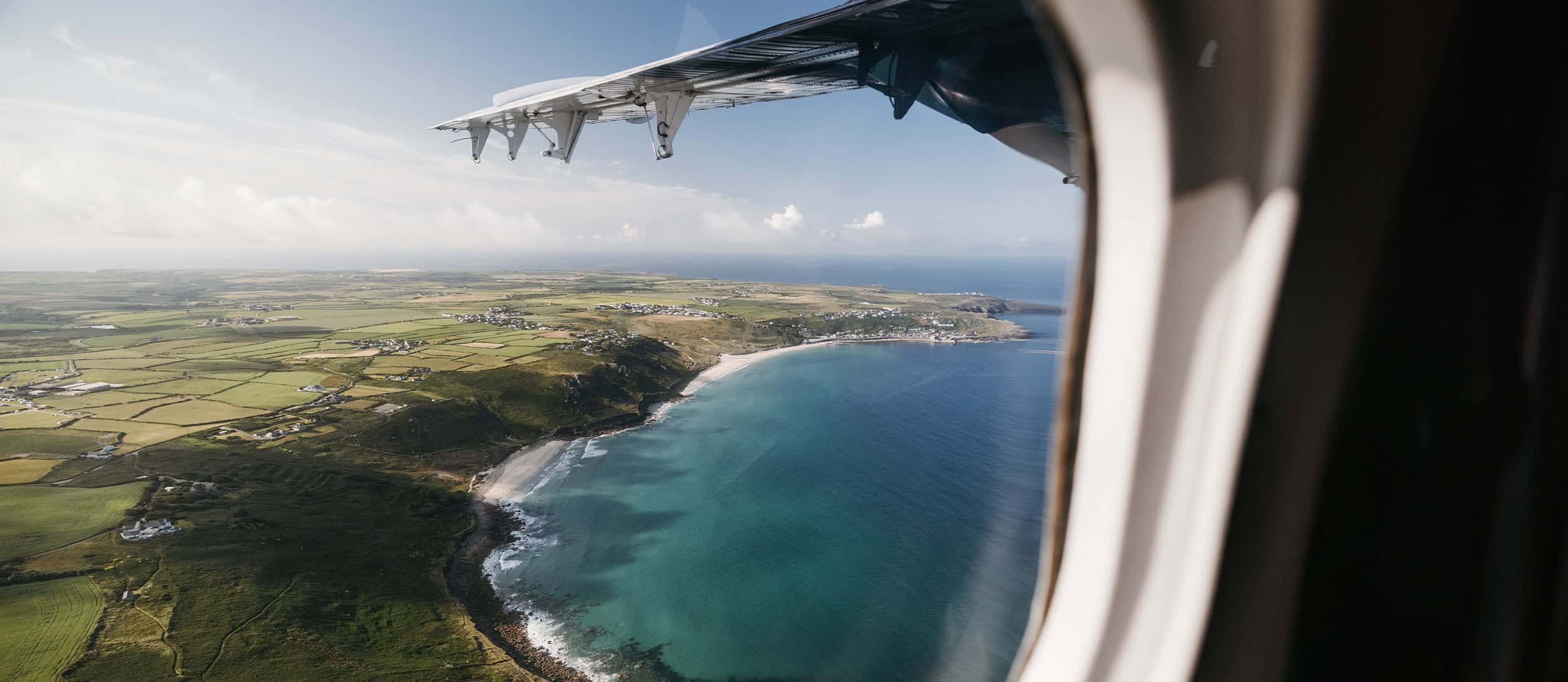 view of west cornwall from a Skybus Twin Otter