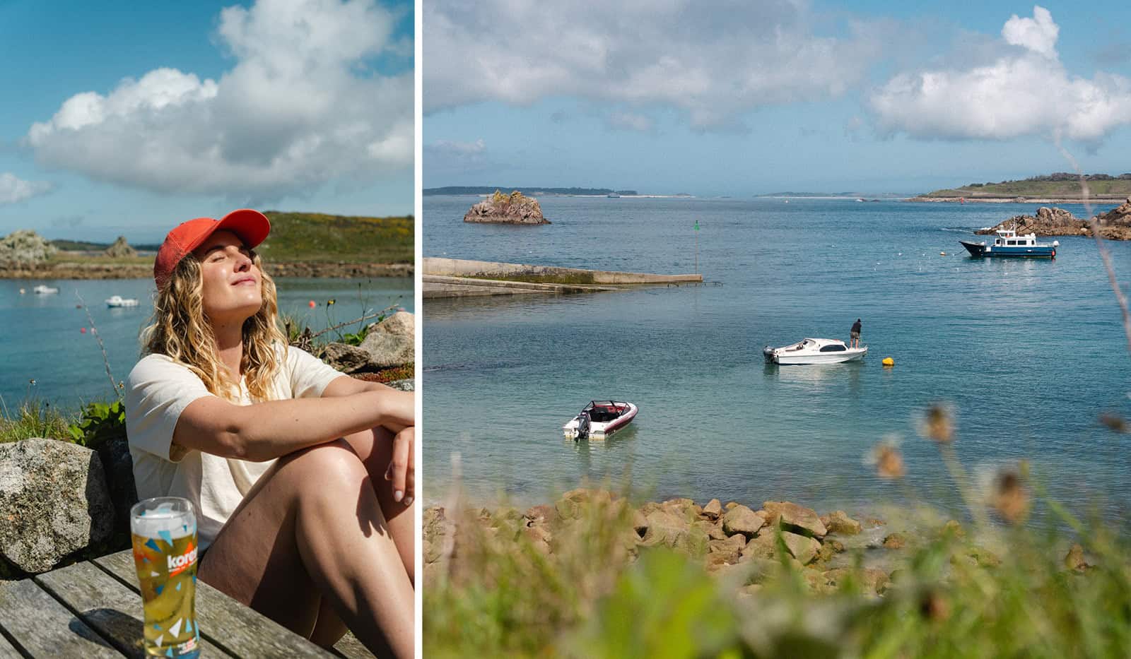 Lydia Cooke, having a drink at the Turks Head Pub, St Agnes, Isles of Scilly