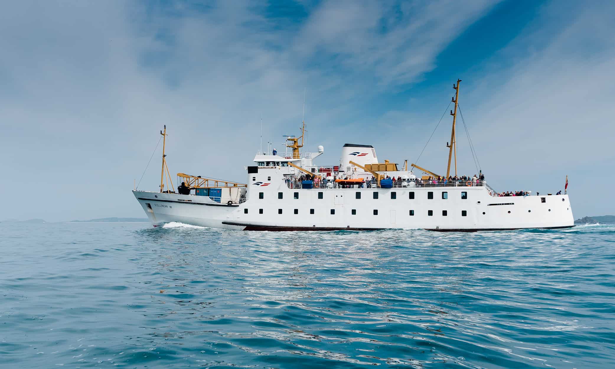 Scillonian III passenger ferry sailing towards the Isles of scilly