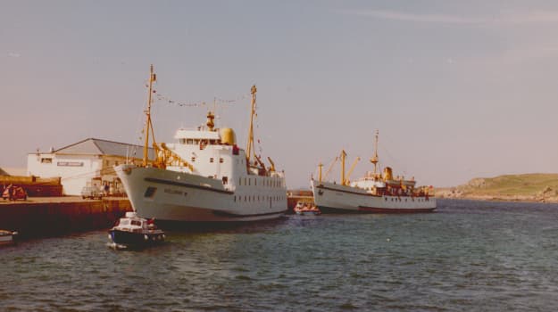 Scillonian III and Scillonian II alongside St Mary's Quay, Isles of Scilly