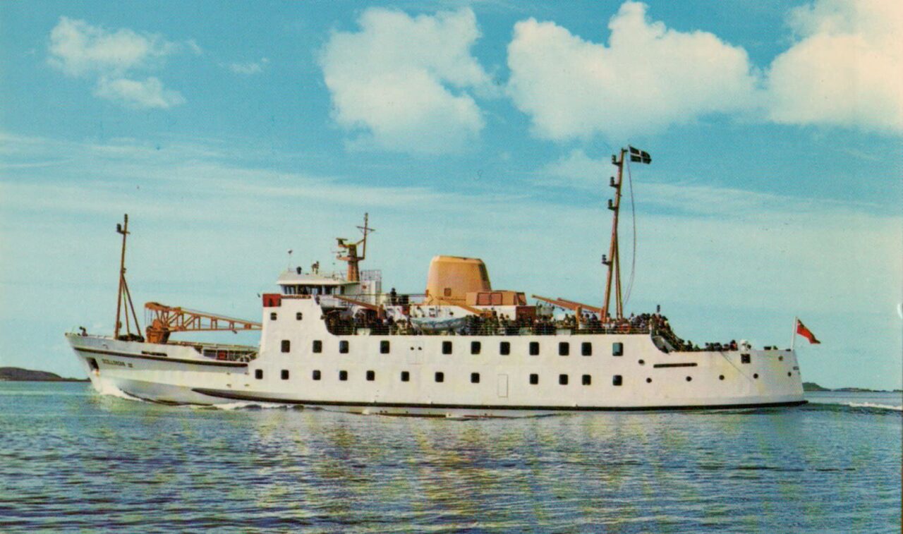 Early photo of Scillonian III sailing with passengers on board.