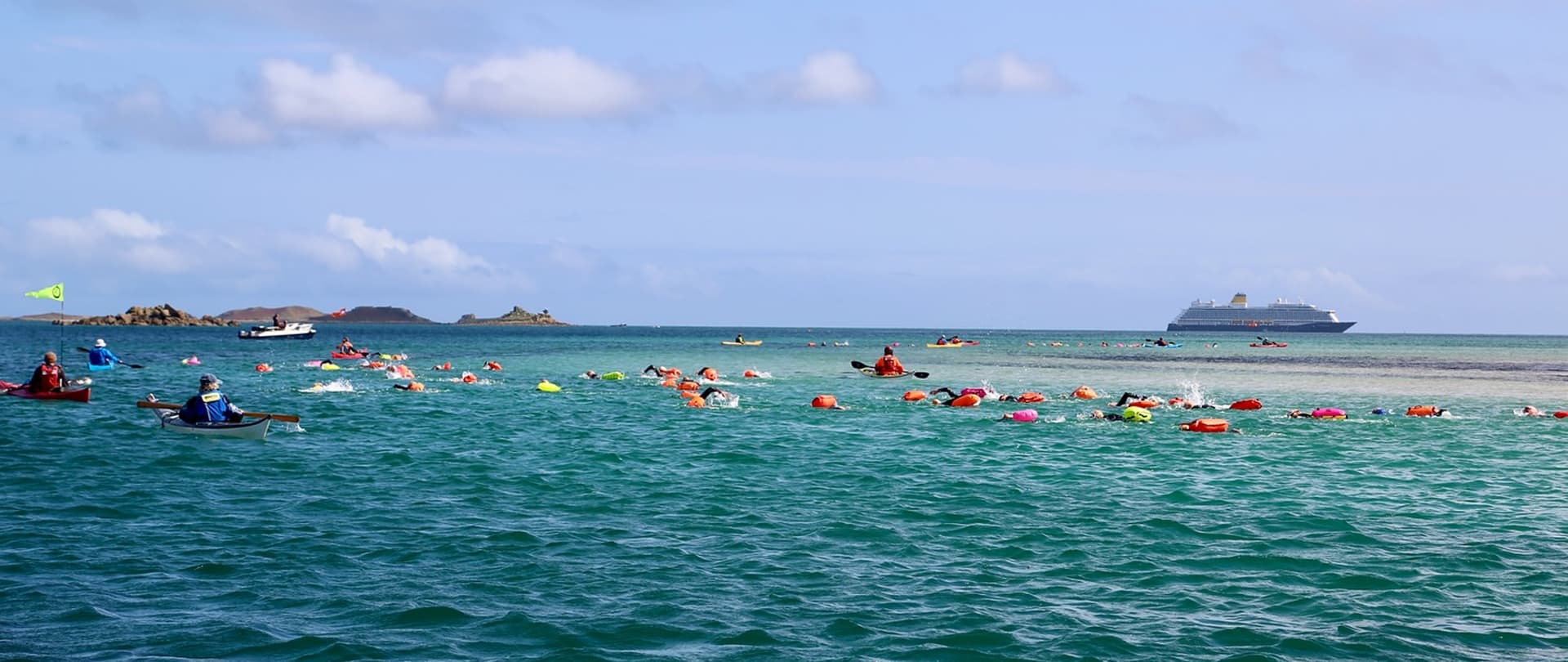 participants swimming the Scilly Swim Challenge, Isles of Scilly