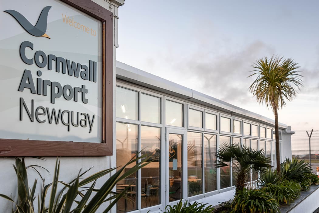 Cornwall Airport Newquay entrance sign