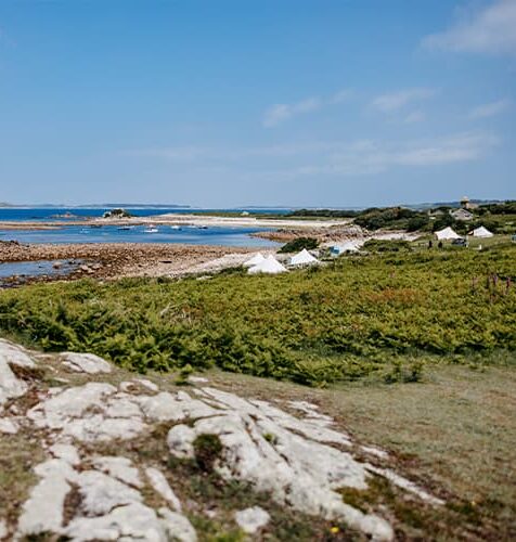 Troytown Farm beachside campaite with bell tents, St Agnes, Isles of Scilly