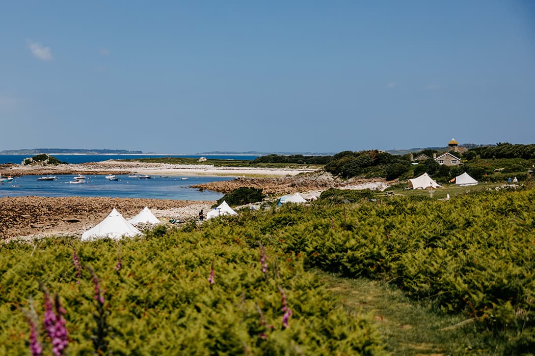 Troytown Farm campsite, bell tents, St Agnes, Isles of Scilly