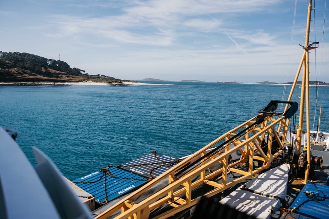 First island views of the Isles of Scilly from Scillonian III