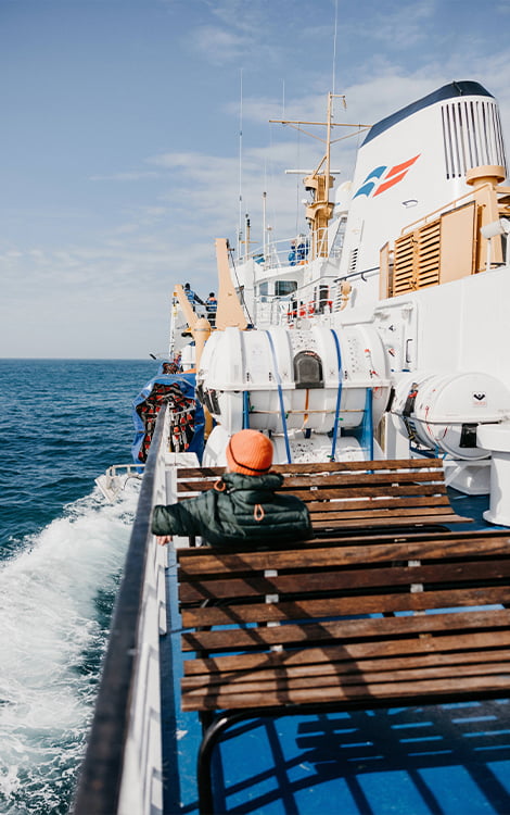 passenger sitting outside on Scillonian III