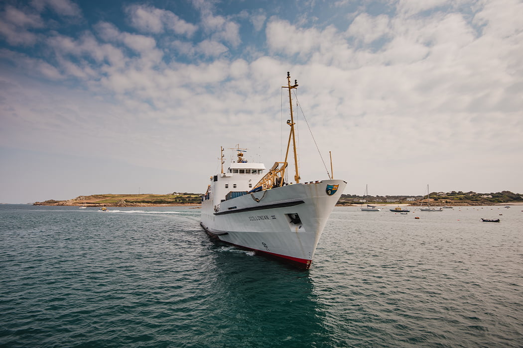 Scillonian III arriving into St Mary's Harbour on a spring day