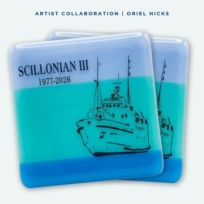 Scillonian III commemorative glass coaster