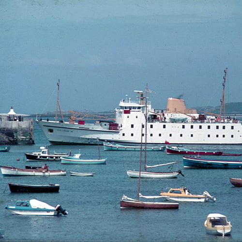 Scillonian III coming alongside St Mary's quay in the 1970s