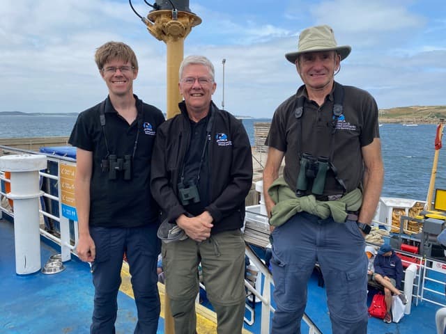 ORCA surveyors stood on Scillonian III deck 