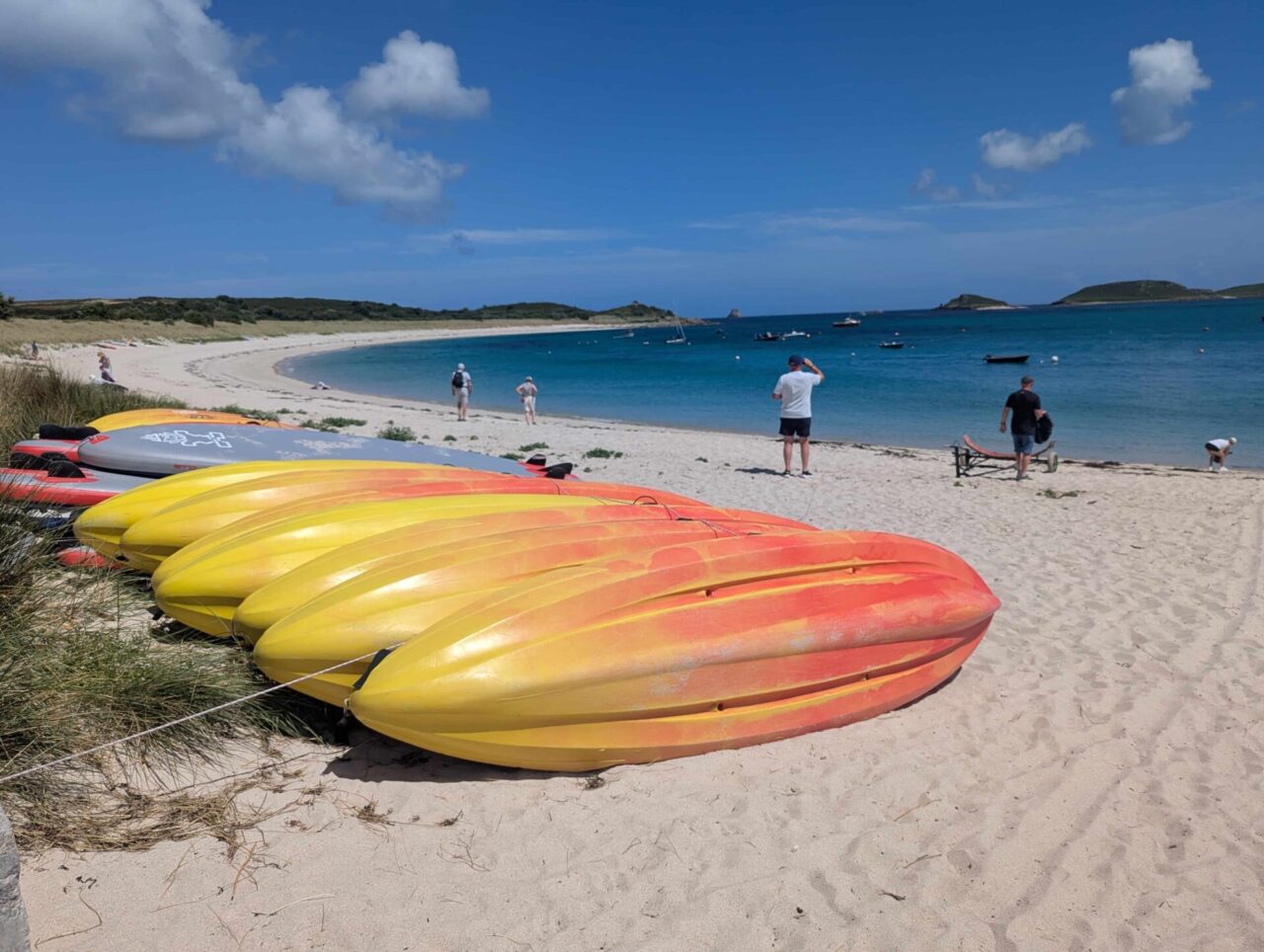 kayaks on the beach on Isles of Scilly