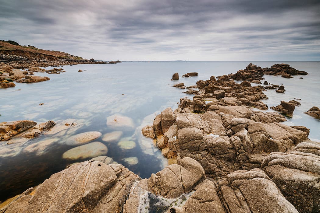 Rock pools on St Mary's on a cloludy day